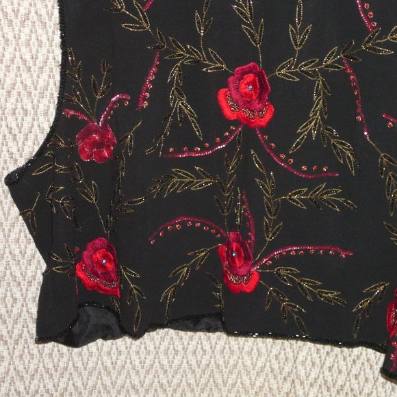 Embroidered Floral Beaded Sleeveless Blouse Evening Holiday size 24W New - Picture 7 of 13